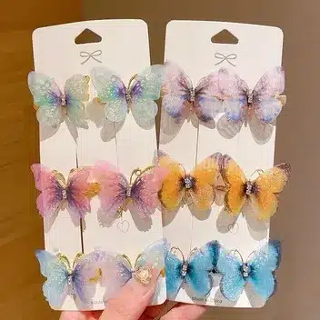 Dreamy Butterfly Hair Clip Set – Pastel Glitter Hair Accessories for Girls & Women