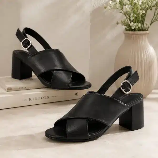 Sherrif Shoes Black Casual Back Strap Open Toe Sandals