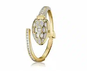 Luxury Serpent-Inspired Crystal Cuff Bracelet – Gold-Tone Open Bangle for Women
