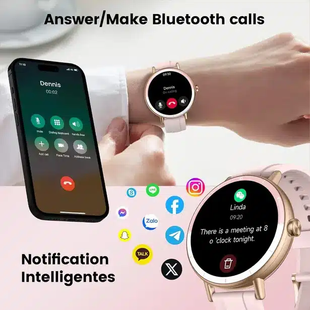 RoseAura Smart Calling Fitness Watch
