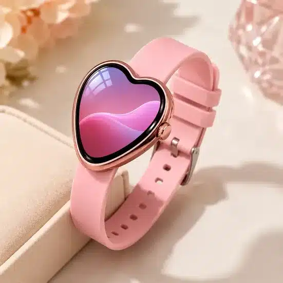 Heart Shape Smartwatch for Women – Full Touch Fitness Watch with Silicone Strap & Smart Notifications