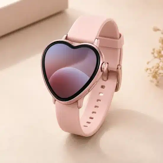 Heart Shape Smartwatch for Women – Full Touch Fitness Watch with Silicone Strap & Smart Notifications