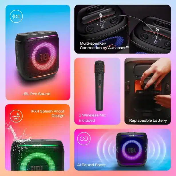 SoundMax PartyBox Wireless Speaker with Karaoke Microphone