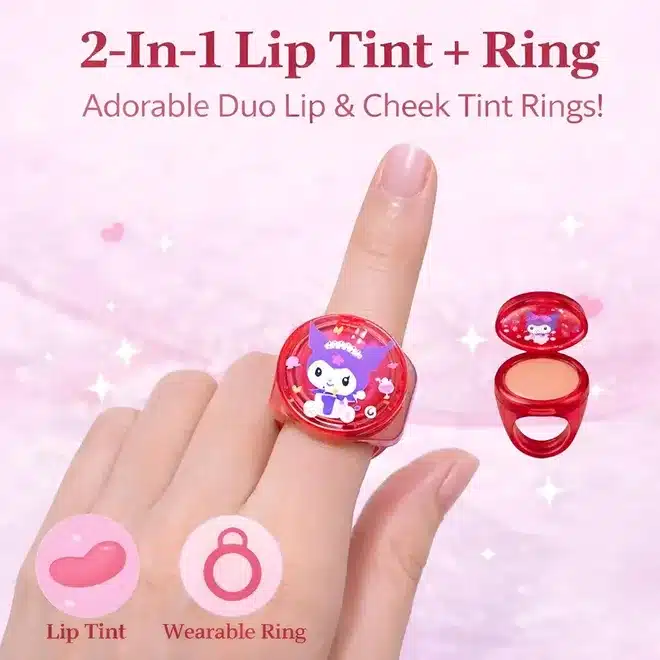 Cute Lip & Cheek Tint Ring – Portable 2-in-1 Beauty Balm