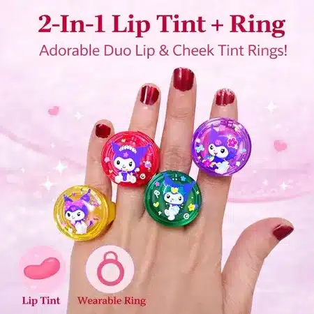 Cute Lip & Cheek Tint Ring – Portable 2-in-1 Beauty Balm