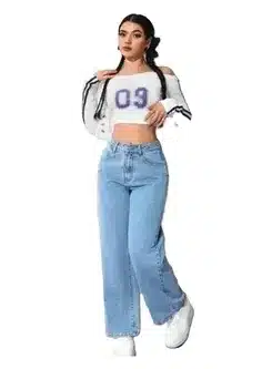Women’s Loose Fit Denim Jeans Fashionable Baggy Style Cotton Blend Casual Pants for Girls