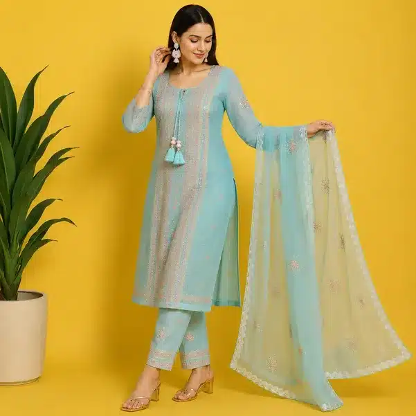 Aqua Grace Embroidered Women's Ethnic Suit Set