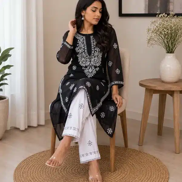 Elegant Chikankari Embroidered Kurta Set for Women