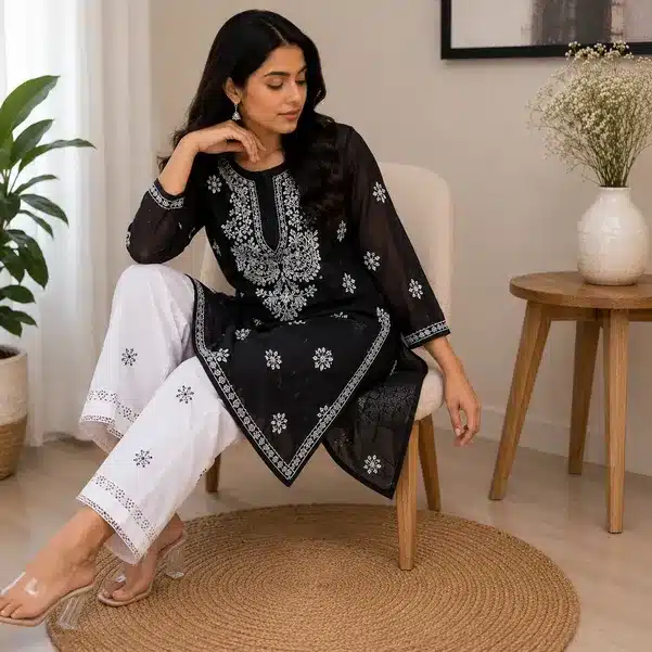 Elegant Chikankari Embroidered Kurta Set for Women