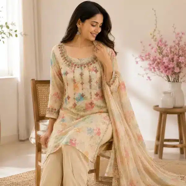 Floral Pearl Embellished Women's Designer Kurti