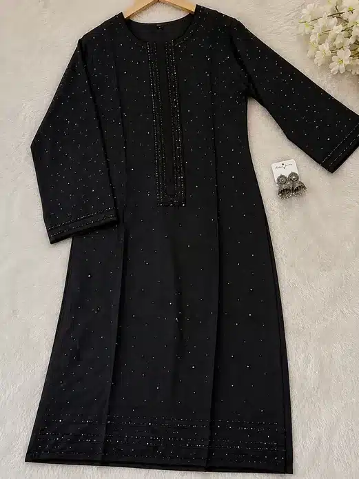 GlamShine Embroidered Straight Kurti for Women