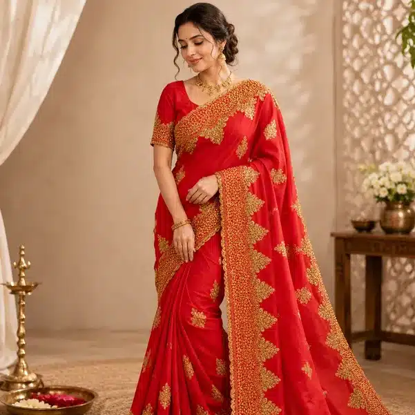 Royal Grace Embroidered Party Wear Saree