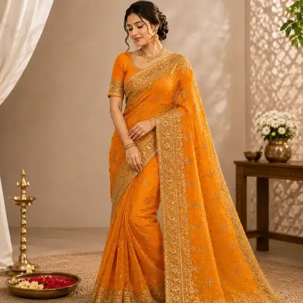 Royal Grace Embroidered Party Wear Saree