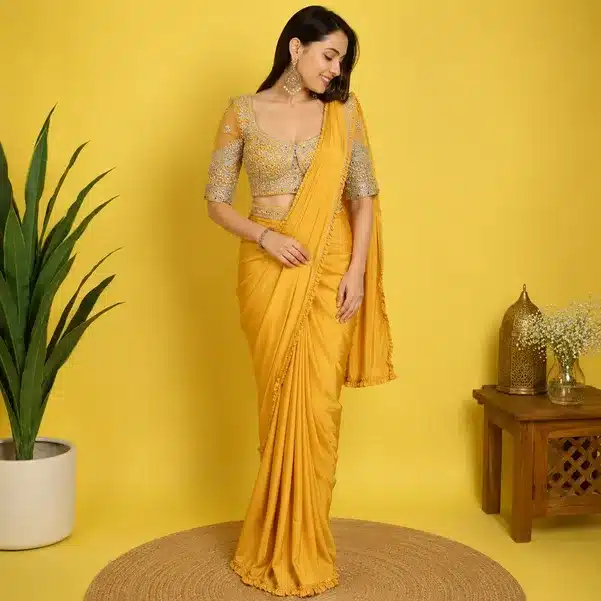 Sunshine Elegance Embellished Party Wear Saree