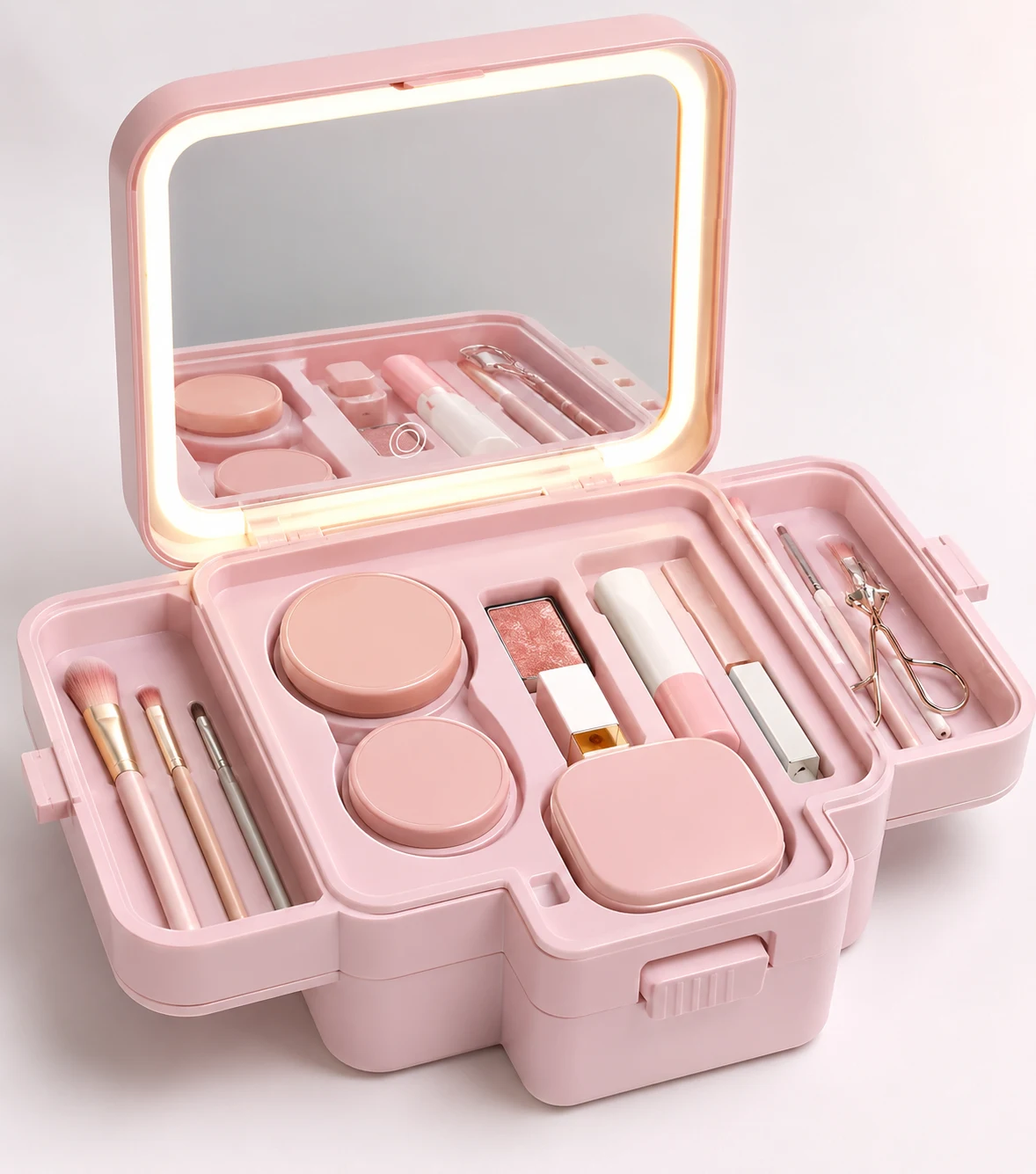 Portable Makeup Kit Box with Mirror & Beauty Accessories