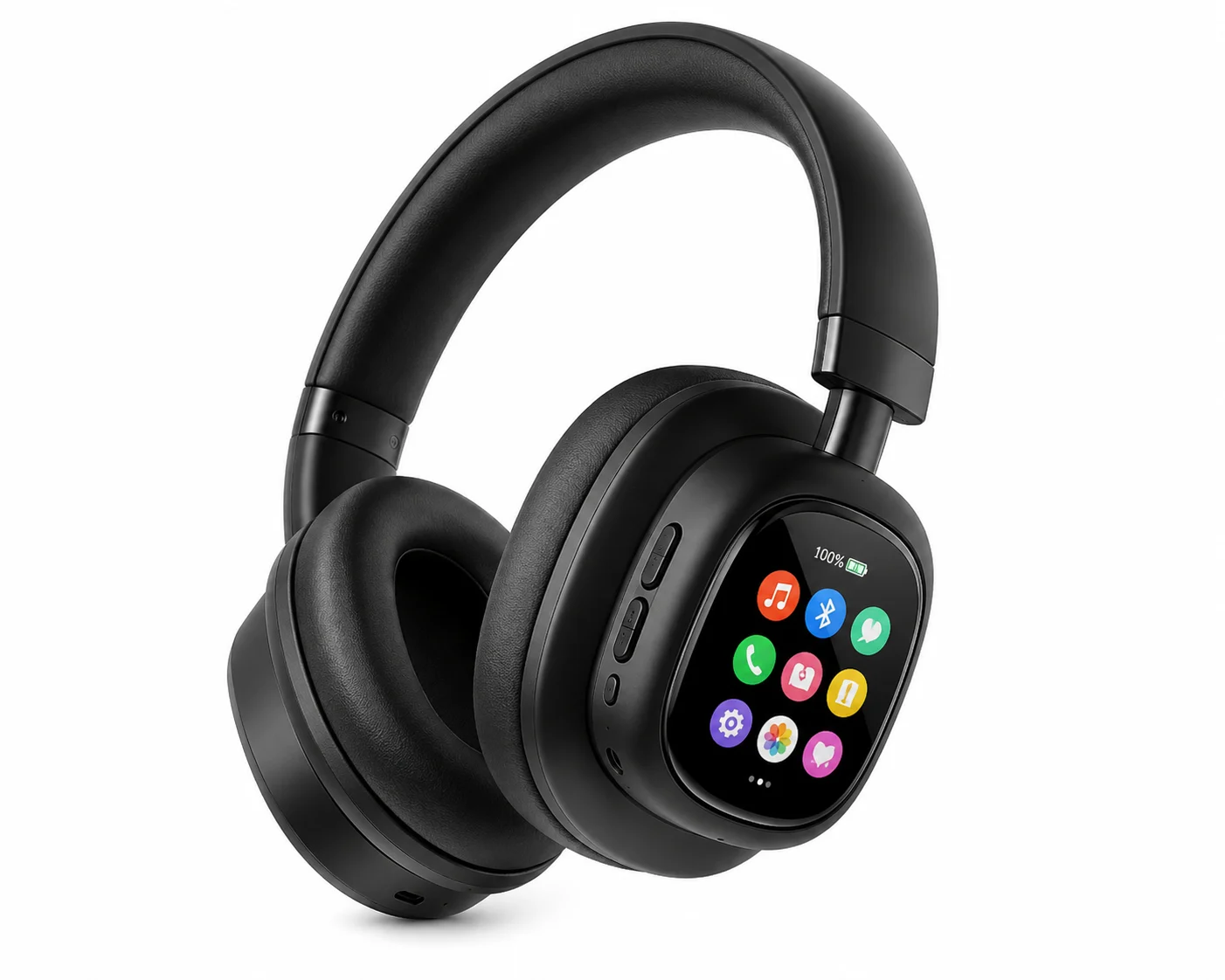 Smart Wireless Bluetooth Over-Ear Headphones with LCD Touch Screen