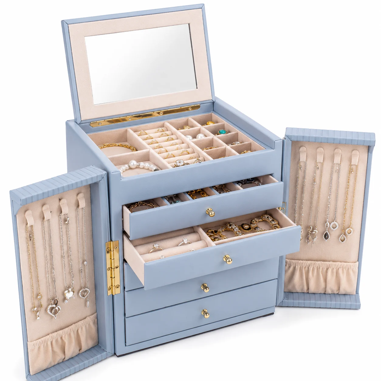 Luxury Jewelry Organizer Box with Mirror