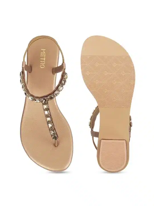 Women's Embellished Flat Toe Ring Sandals