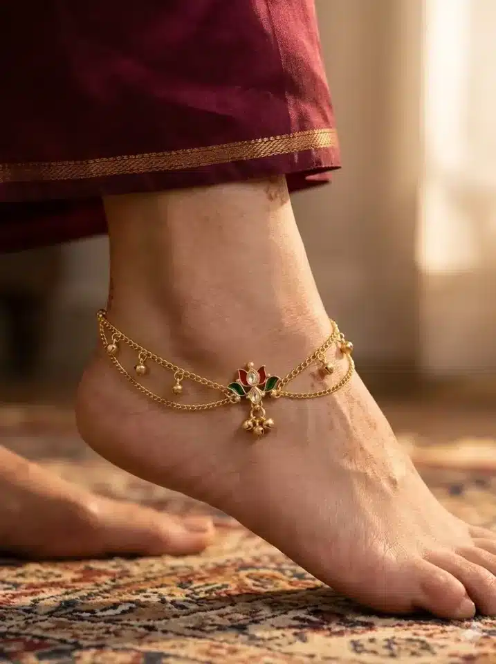 Women's Floral Charm Gold Anklet