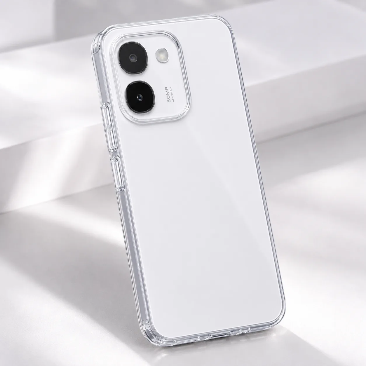 Frosted White Dual-Lens Smartphone with Protective Case