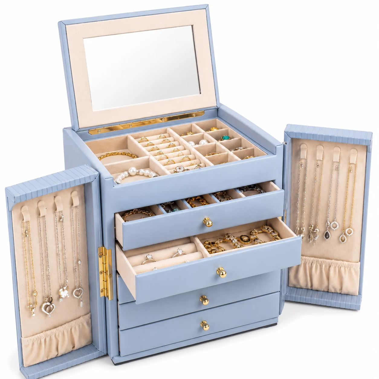 Luxury Jewelry Organizer Box with Mirror