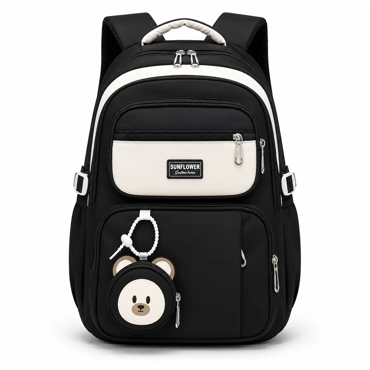 Cute Teddy Charm Laptop Backpack for Girls